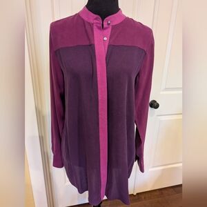 Soft Surroundings Two-Tone Purple Button Down Blouse